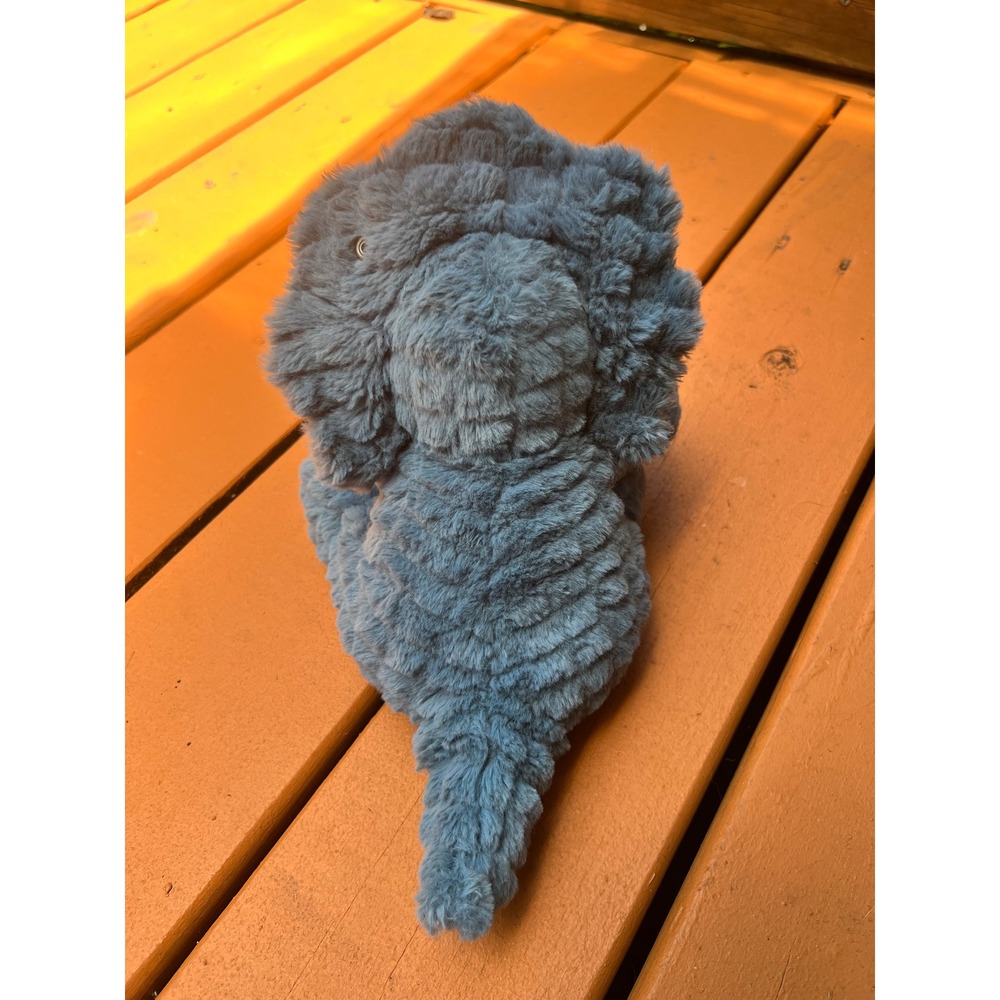 Steiff Blue Triceratops Dinosaur Plush Toy Knopf Im Ohr Handmade 087806 - Picture 2 of 9